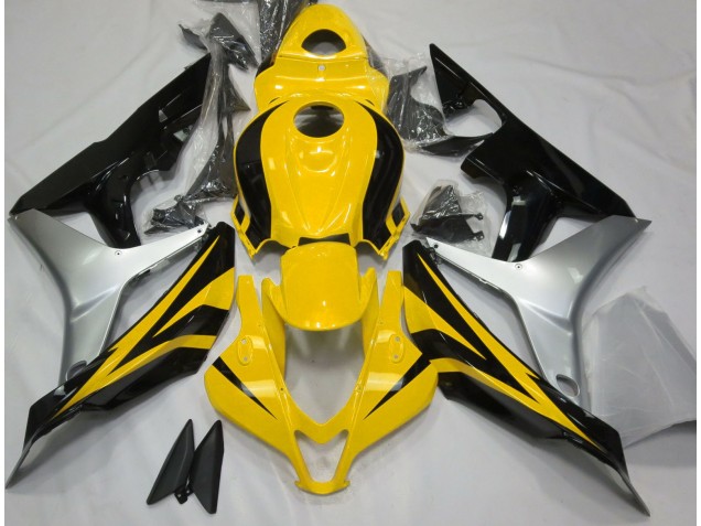 07-08 Gloss Yellow Silver and Black Honda CBR600RR Motorcycle Fairings