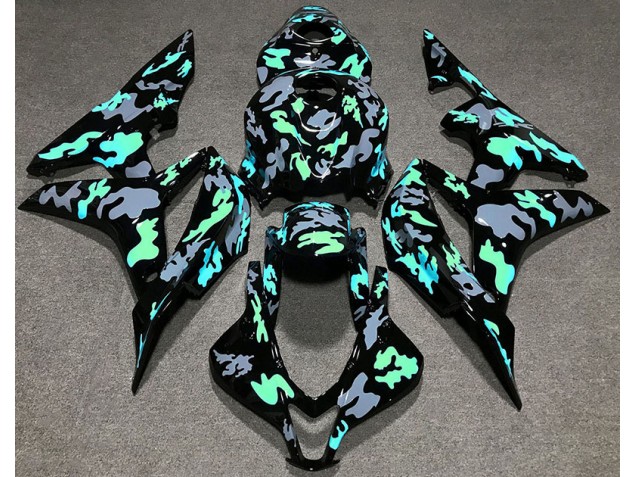 07-08 Green and Grey Camouflage Honda CBR600RR Motorcycle Fairings