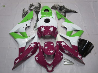 Best 07-08 Green and Maroon Stars and Stripes Honda CBR600RR Motorcycle Fairings