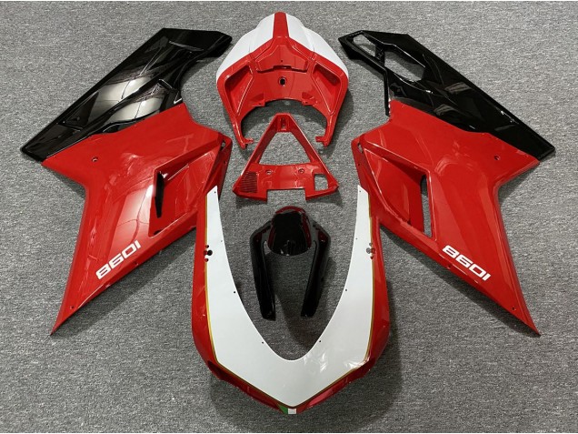 07-14 Black Red White Ducati Ducati 848 1098 1198 Motorcycle Fairings