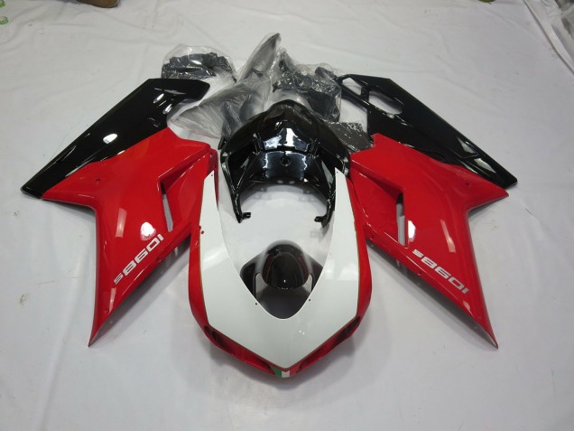 07-14 Black Red and White Ducati Ducati 848 1098 1198 Motorcycle Fairings