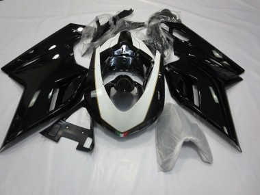 Best 07-14 Gloss Black and White Ducati Ducati 848 1098 1198 Motorcycle Fairings