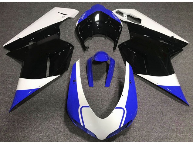 07-14 Gloss Blue White and Black Ducati Ducati 848 1098 1198 Motorcycle Fairings