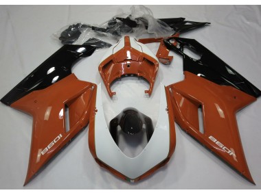 Best 07-14 Gloss Orange & White Ducati Ducati 848 1098 1198 Motorcycle Fairings