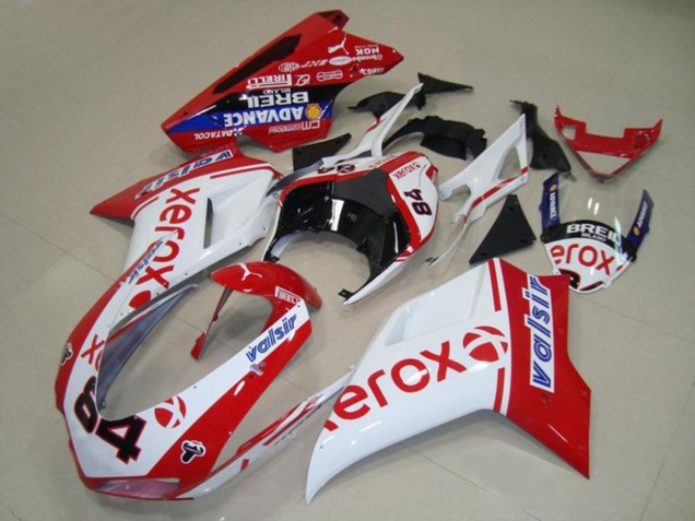 07-14 White Xerox Ducati Ducati 848 1098 1198 Motorcycle Fairings