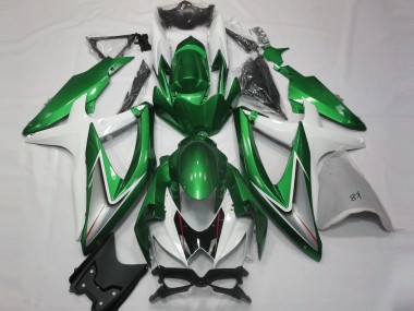 Best 08-10 Gloss Green and White Suzuki GSXR 600-750 Motorcycle Fairings