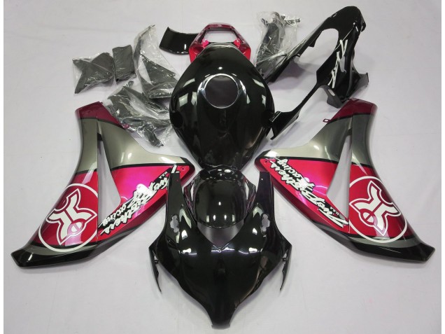 08-11 Candy Red on Black Custom Honda CBR1000RR Motorcycle Fairings