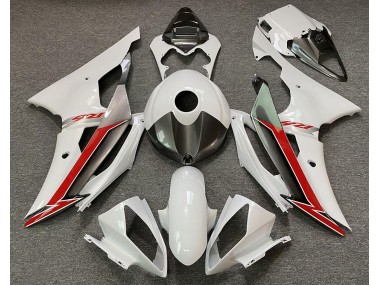 Best 08-16 Gloss White Silver and Red Yamaha R6 Motorcycle Fairings