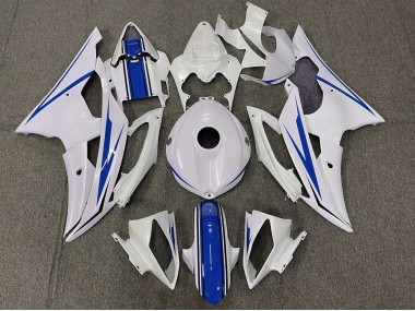 Best 08-16 Gloss White and Blue Yamaha R6 Motorcycle Fairings