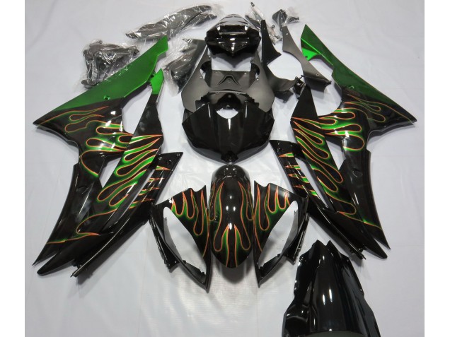 08-16 Green Flame Yamaha R6 Motorcycle Fairings