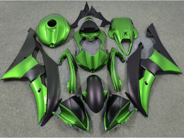 08-16 Green and Matte Black Yamaha R6 Motorcycle Fairings