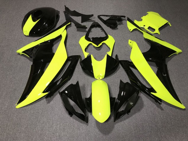 08-16 High Viz and Black Custom Yamaha R6 Motorcycle Fairings