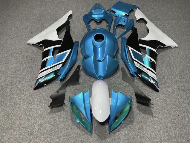 08-16 Light Blue Black and White OEM Style Yamaha R6 Motorcycle Fairings