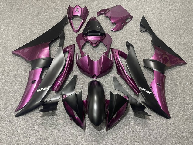 08-16 Light Purple and Matte Black Yamaha R6 Motorcycle Fairings