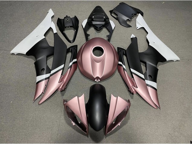 08-16 Matte Black and Rose Gold Yamaha R6 Motorcycle Fairings