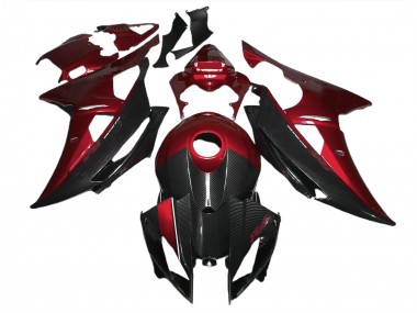 Best 08-16 Red w Carbon Fiber Style Yamaha R6 Motorcycle Fairings