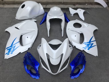 Best 08-20 Gloss White & Blue Suzuki GSXR 1300 Hayabusa Motorcycle Fairings