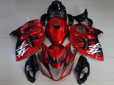 Best 08-20 Vibrant Red & Flame Suzuki GSXR 1300 Hayabusa Motorcycle Fairings