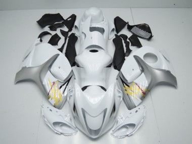 Best 08-20 White and Silver Suzuki GSXR 1300 Hayabusa Motorcycle Fairings