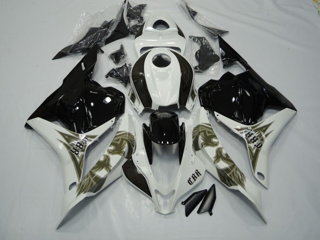 09-12 Black Gold and White Honda CBR600RR Motorcycle Fairings