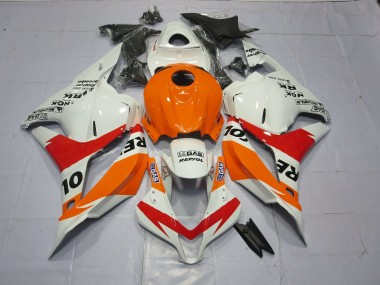 Best 09-12 Light Orange and White Repsol Honda CBR600RR Motorcycle Fairings