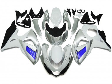 Best 09-16 Custom Silver and White with Black Suzuki GSXR 1000 Motorcycle Fairings