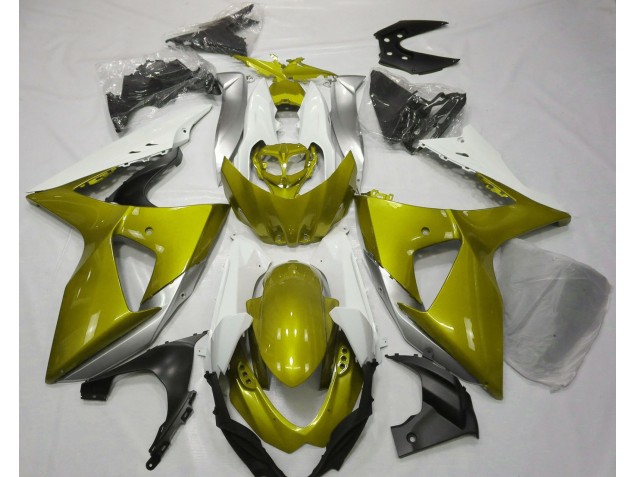 09-16 Gloss Yellow & White Suzuki GSXR 1000 Motorcycle Fairings