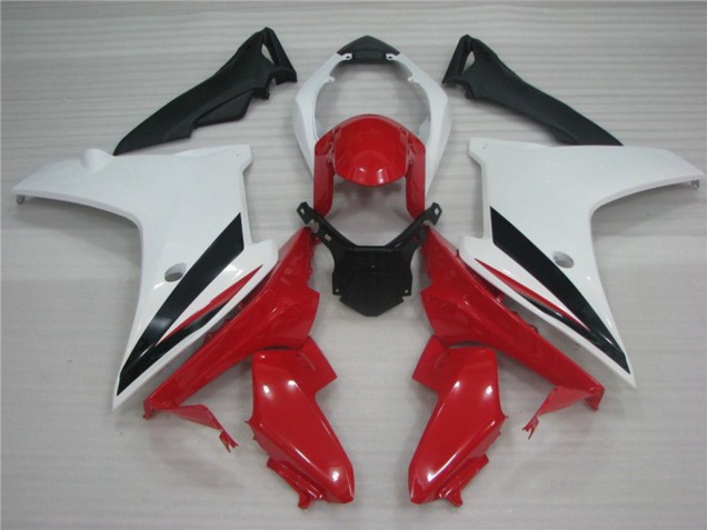 11-12 White Black and Red Honda CBR600F Motorcycle Fairings