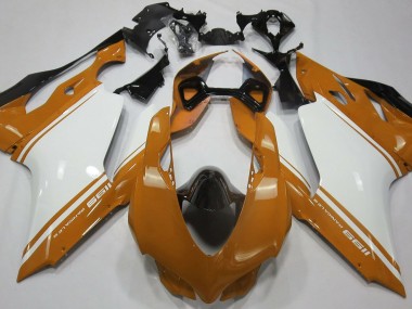 Best 11-14 Gloss Orange White and Black Ducati Ducati 1199 Motorcycle Fairings