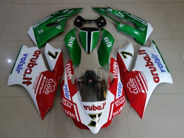 Best 11-14 Gloss White / Red / Green Ducati Ducati 1199 Motorcycle Fairings