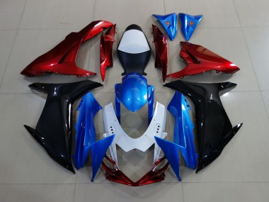 Best 11-24 Custom Red Black and Blue Suzuki GSXR 600-750 Motorcycle Fairings