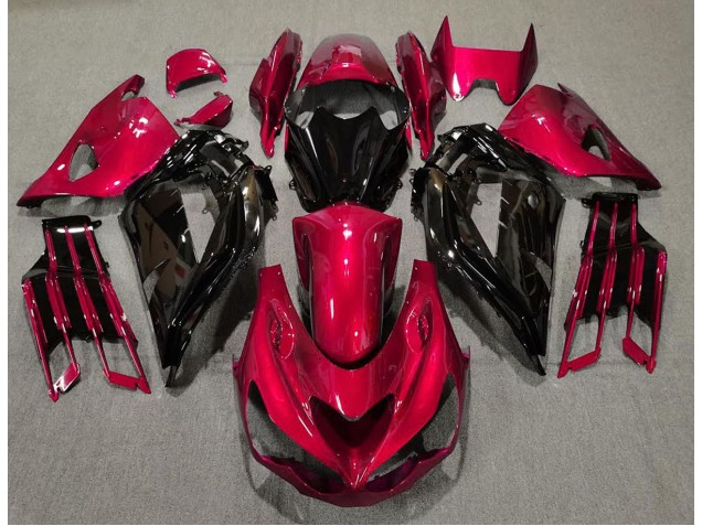 12-21 Gloss Red and Black Kawasaki ZX14R Motorcycle Fairings