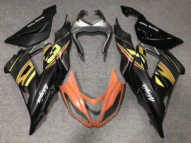 Best 13-18 Gloss Black & Orange Kawasaki ZX6R Motorcycle Fairings