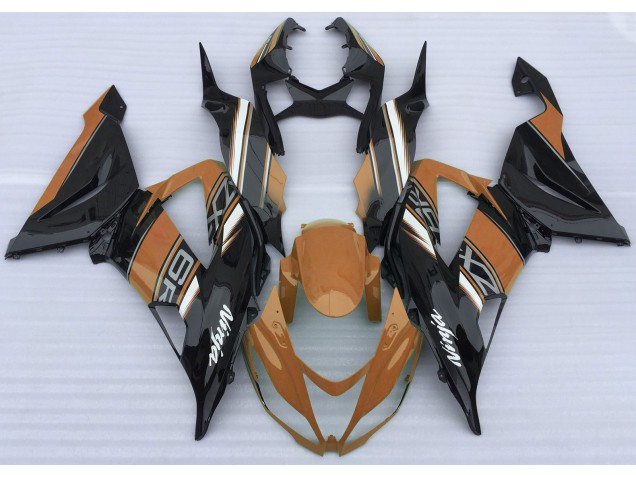 13-18 Gloss Orange and Black Kawasaki ZX6R Motorcycle Fairings