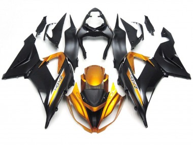 Best 13-18 Matte Black and Gold Kawasaki ZX6R Motorcycle Fairings