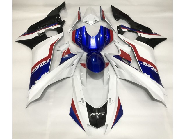 17-21 Gloss White and Deep Blue Yamaha R6 Motorcycle Fairings