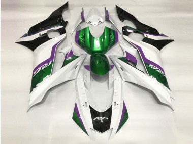 Best 17-21 Green and Gloss White Yamaha R6 Motorcycle Fairings