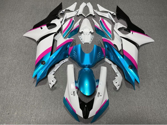 17-21 Light Blue and Pink Yamaha R6 Motorcycle Fairings