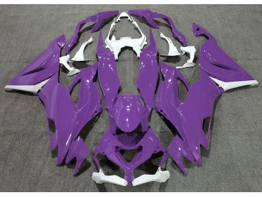 Best 19-23 Gloss Purple & White Kawasaki ZX6R Motorcycle Fairings