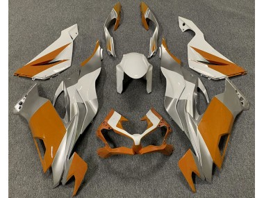 Best 19-23 Orange White and Silver Kawasaki ZX6R Motorcycle Fairings