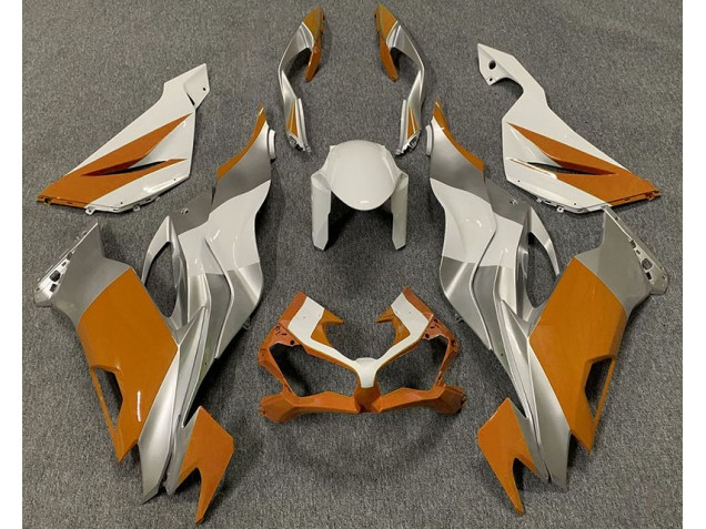 19-23 Orange White and Silver Kawasaki ZX6R Motorcycle Fairings