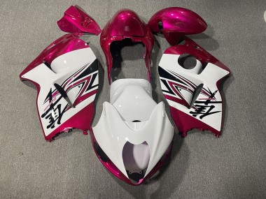 Best 97-07 Gloss White & Pink Suzuki GSXR 1300 Hayabusa Motorcycle Fairings