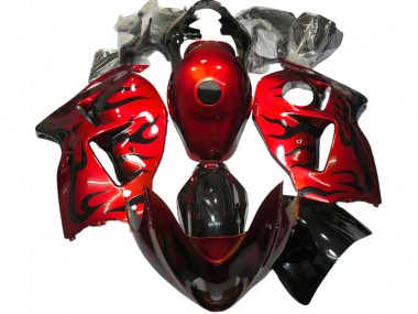 Best 97-07 Red & Black Flame Suzuki GSXR 1300 Hayabusa Motorcycle Fairings