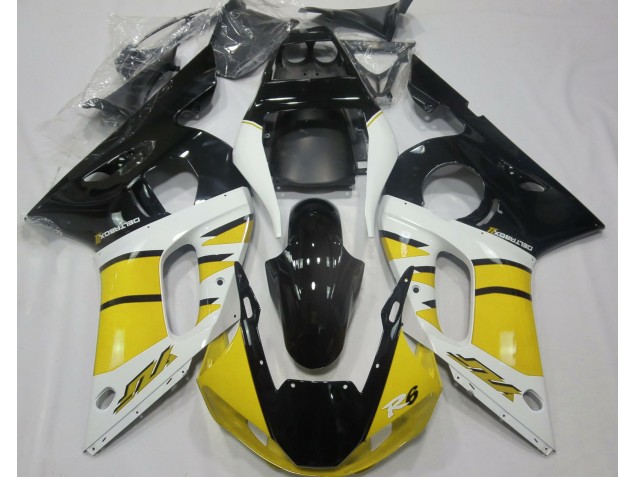 98-02 Gloss Yellow and Black Yamaha R6 Motorcycle Fairings