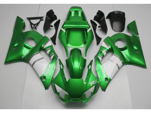 98-02 Green & White Yamaha R6 Motorcycle Fairings