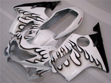 Best 99-00 White and Black Flames Honda CBR600 F4 Motorcycle Fairings